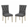Preston Dining Chair with Antique Bronze Nailheads in Charcoal Fabric