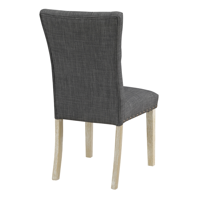 Preston Dining Chair with Antique Bronze Nailheads in Charcoal Fabric
