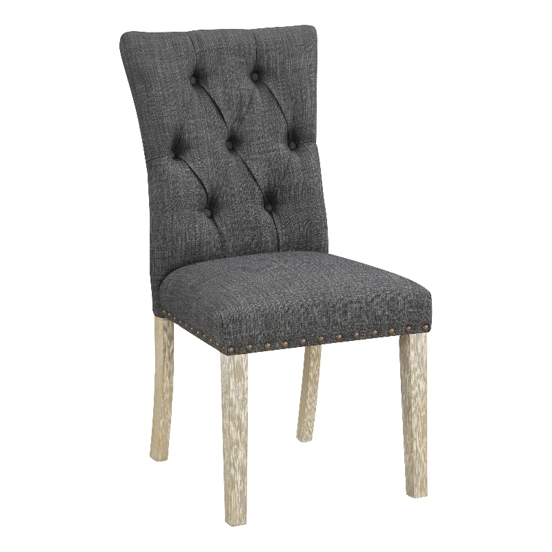 Preston Dining Chair with Antique Bronze Nailheads in Charcoal Fabric