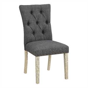 preston dining chair with antique bronze nailheads in charcoal fabric