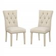 Preston Dining Chair with Antique Bronze Nailheads  in Burlap Tan Fabric