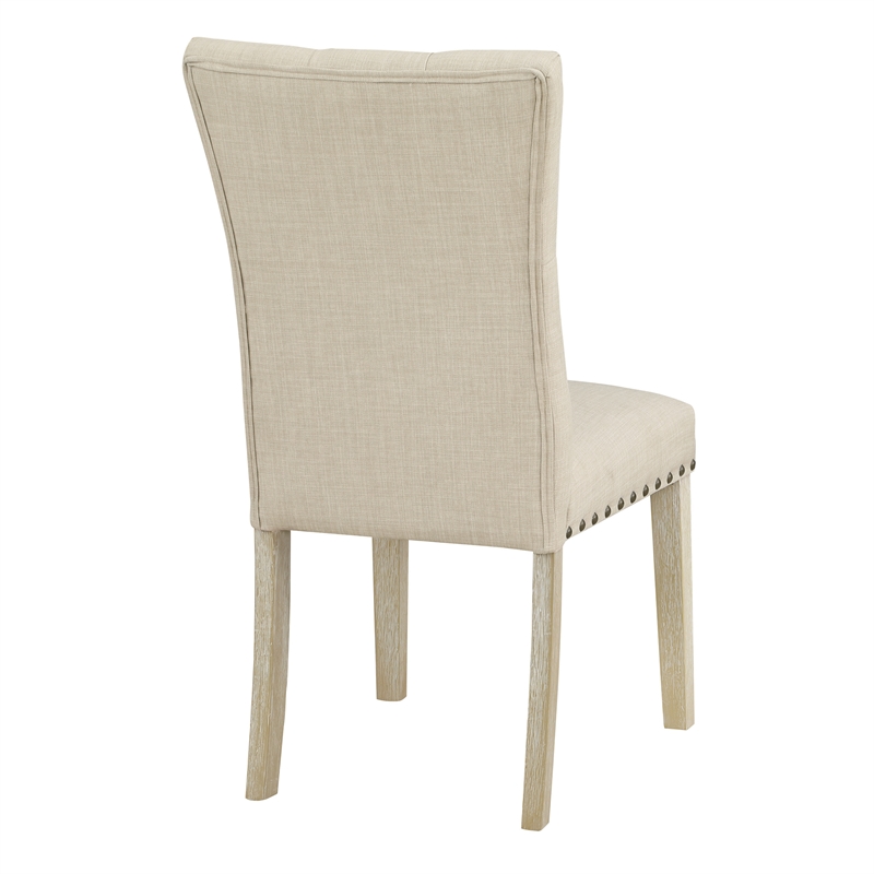 Preston Dining Chair with Antique Bronze Nailheads  in Burlap Tan Fabric