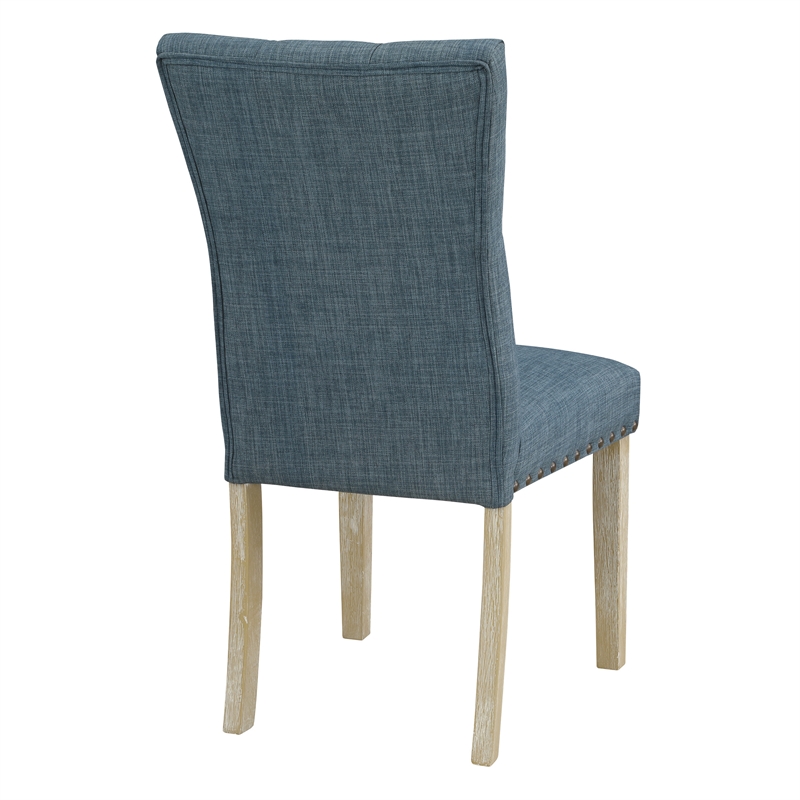 Preston Dining Chair with Antique Bronze Nailheads in Indigo Blue Fabric