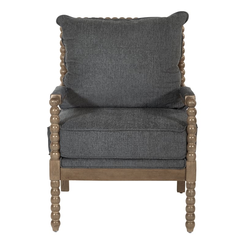 Fletcher Spindle Chair in Charcoal Fabric with Rustic Brown Finish