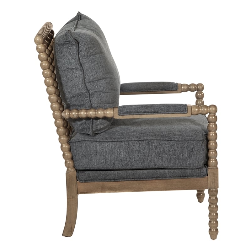 Fletcher Spindle Chair in Charcoal Fabric with Rustic Brown Finish