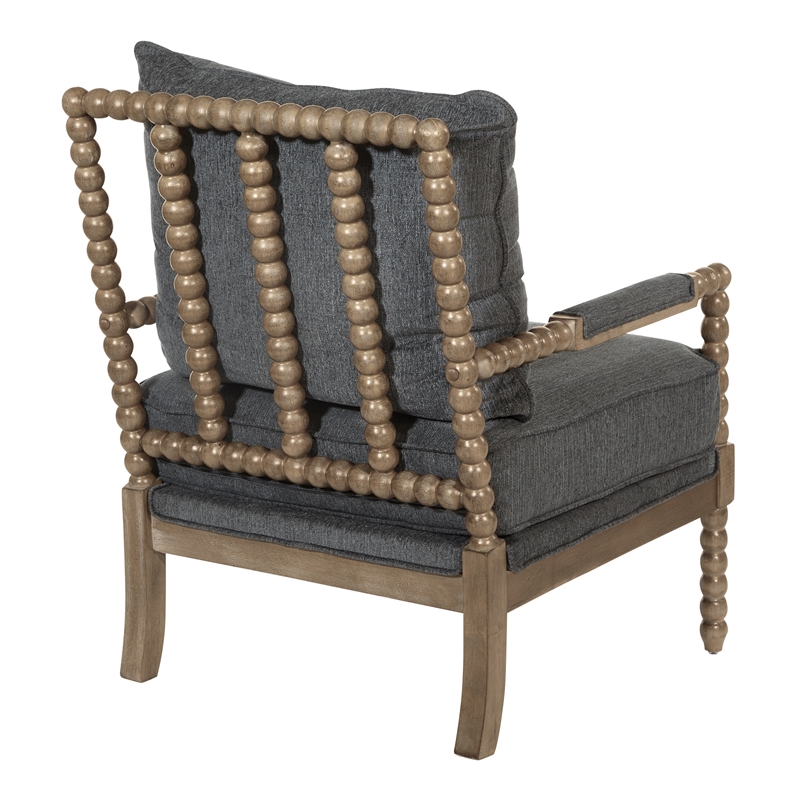 Fletcher Spindle Chair in Charcoal Fabric with Rustic Brown Finish