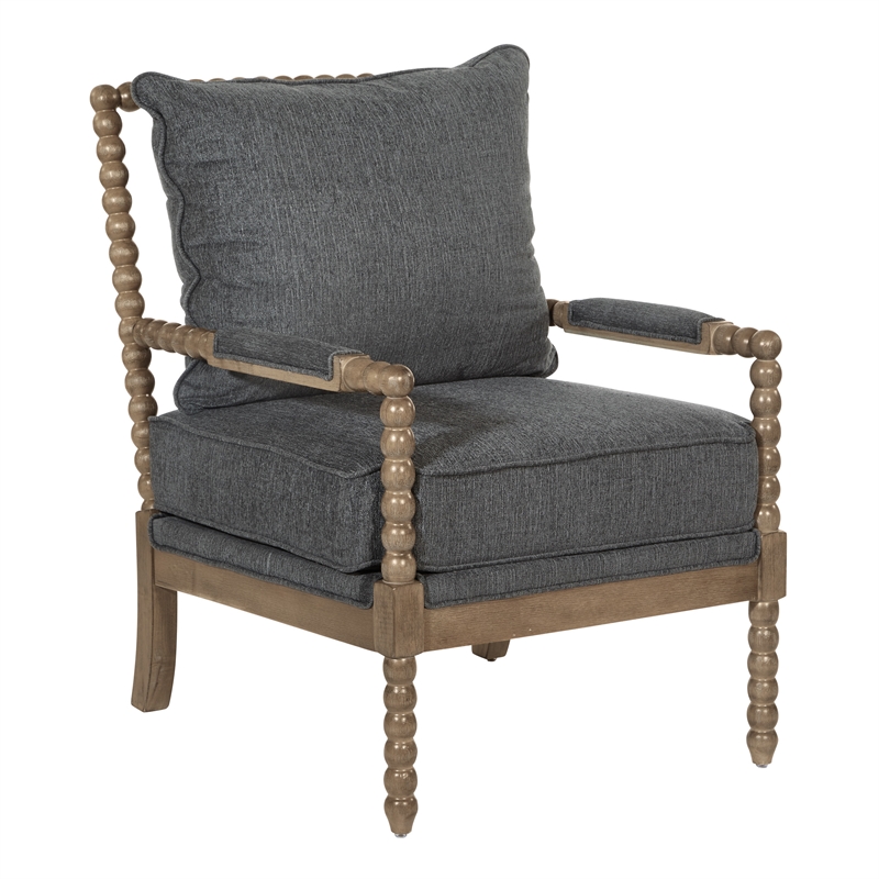 Fletcher Spindle Chair in Charcoal Fabric with Rustic Brown Finish