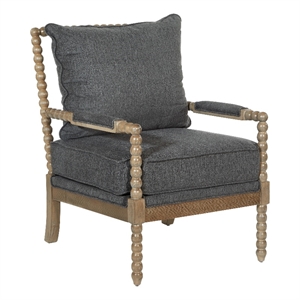 fletcher spindle chair in charcoal fabric with rustic brown finish