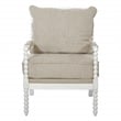 Kaylee Spindle Chair in Linen  White Fabric with Antique White Frame