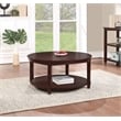 Lane Round Coffee Table with Lower Shelf in Espresso Wood Finish