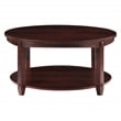Lane Round Coffee Table with Lower Shelf in Espresso Wood Finish