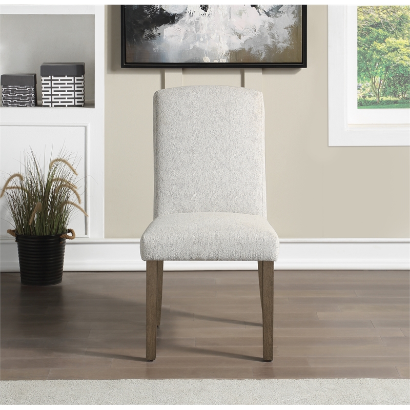 Everly Dining Chair 2-Pack in Oyster Gray Fabric with Gray Washed Legs