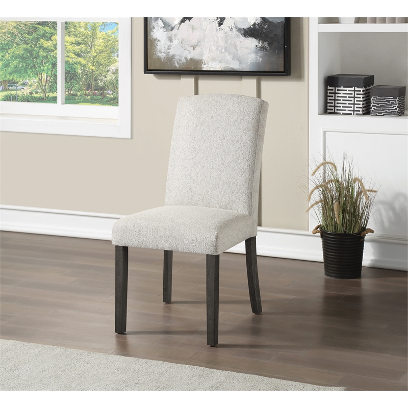 Everly Dining Chair 2-Pack in Oyster Gray Fabric with Gray Washed Legs