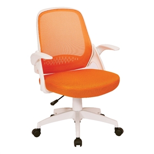 jackson office chair with orange fabric mesh and white frame including flip arms