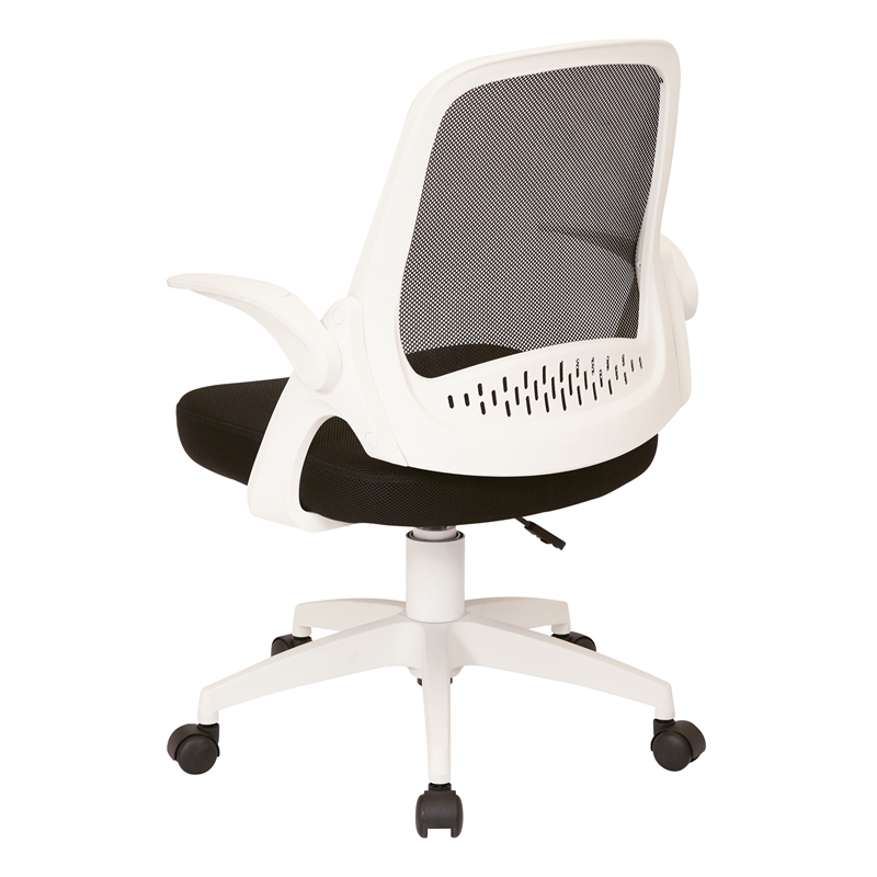 Jackson Office Chair with Black Fabric Mesh and White Frame including Flip Arms