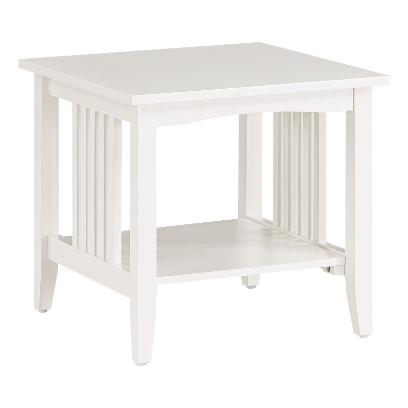 Sierra Mission End Table in White Finish in Engineered Wood