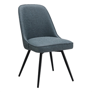 OSP Home Martel Faux Leather Swivel Chair with Black Legs in Navy
