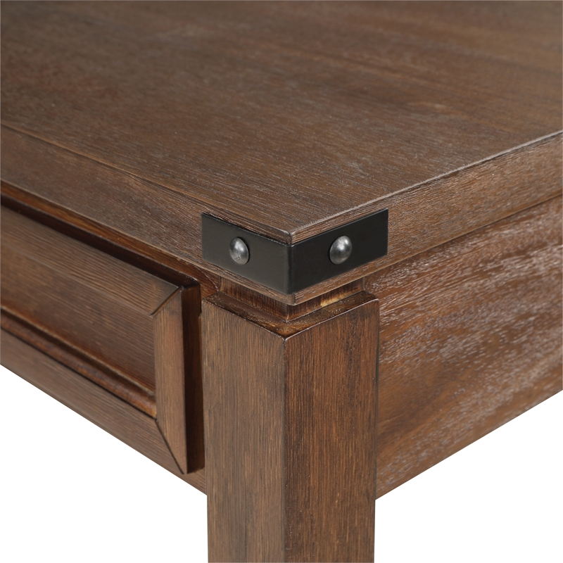 Baton Rouge Engineered Wood Sit-to-Stand L-Desk in Brushed Walnut Finish