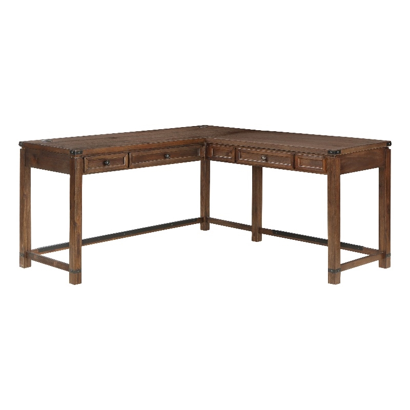 Baton Rouge Engineered Wood Sit-to-Stand L-Desk in Brushed Walnut Finish