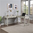 Baton Rouge Engineered Wood Sit-to-Stand L-Desk in Champagne Oak Finish