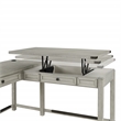 Baton Rouge Engineered Wood Sit-to-Stand L-Desk in Champagne Oak Finish