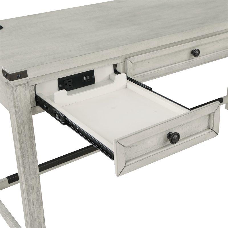 Baton Rouge Engineered Wood Sit-to-Stand L-Desk in Champagne Oak Finish