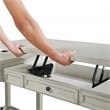 Baton Rouge Engineered Wood Sit-to-Stand L-Desk in Champagne Oak Finish
