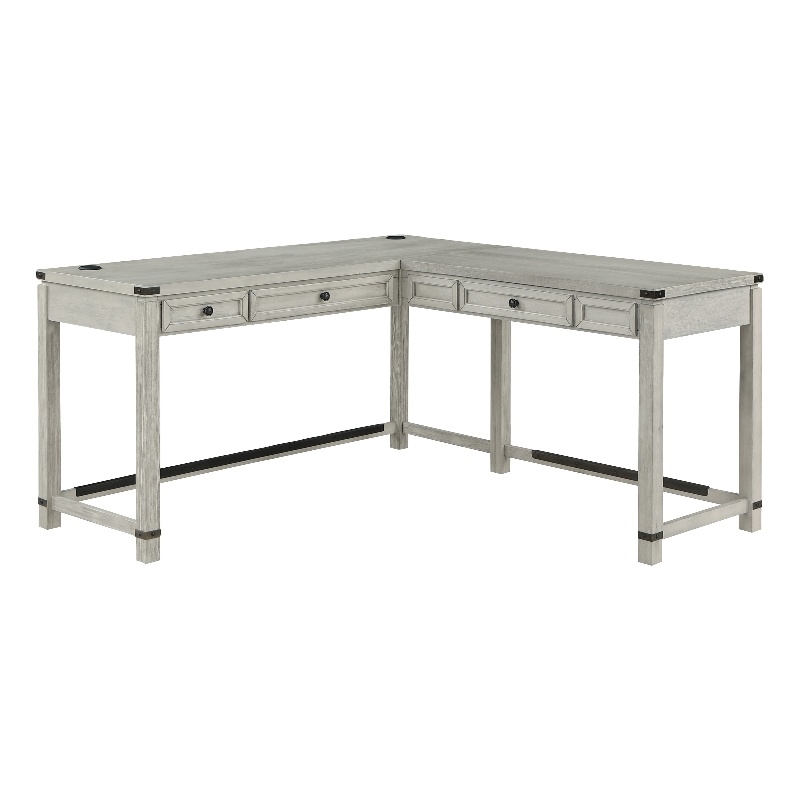 Baton Rouge Engineered Wood Sit-to-Stand L-Desk in Champagne Oak Finish
