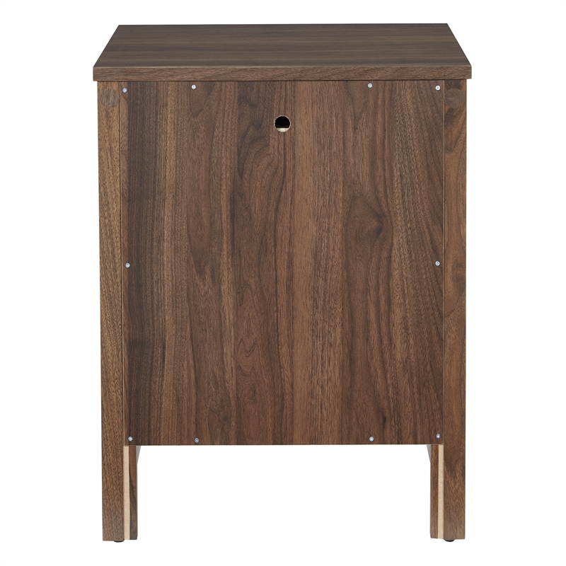 Stonebrook Nightstand with 2 USB Ports in Wood Classic Walnut Finish