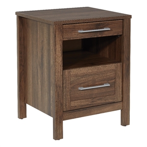 Stonebrook Nightstand with 2 USB Ports in Wood Classic Walnut Finish