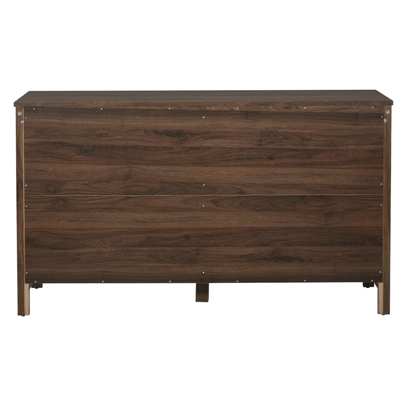 Stonebrook 6-Drawer Horizontal Dresser in Wood Classic Walnut Finish