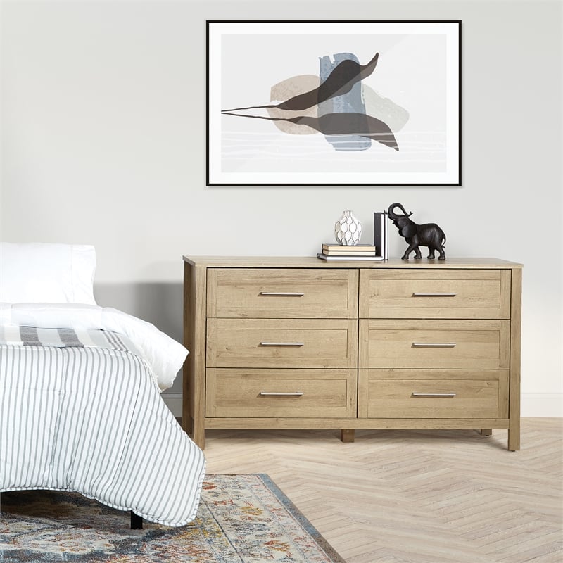 Stonebrook 6-Drawer Horizontal Dresser in Wood Canyon Oak Finish