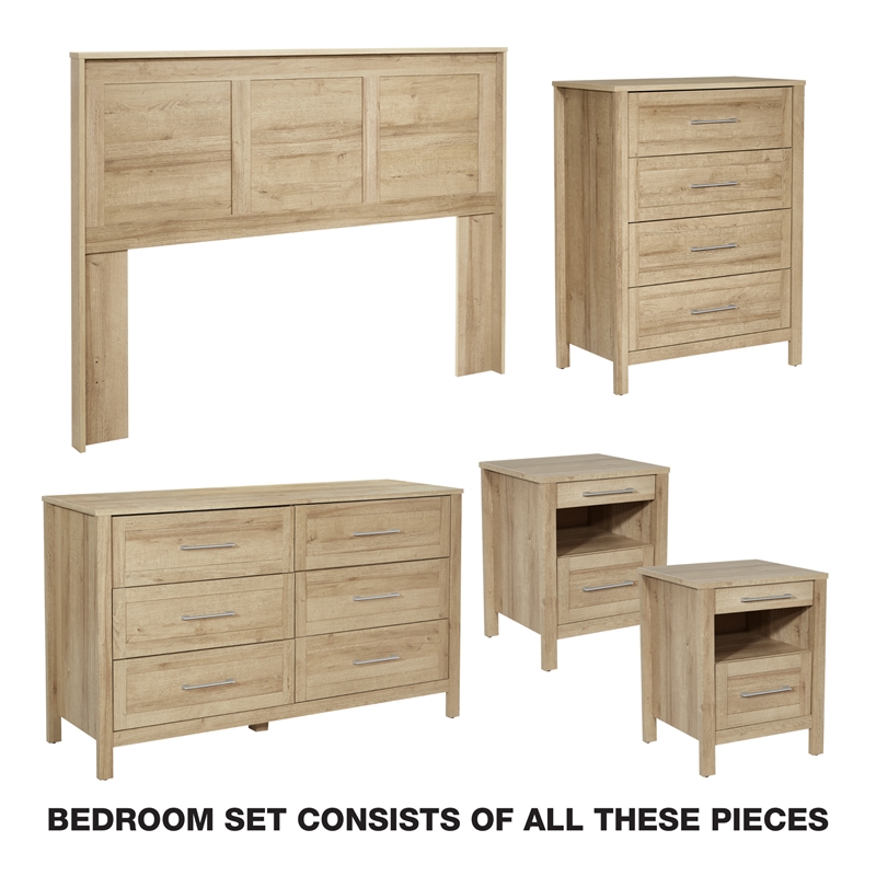Stonebrook Deluxe Queen/Full 5 Piece Bedroom Set in Wood Canyon Oak Finish