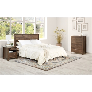 Stonebrook Queen/Full 3 Piece Bedroom Set in Wood Classic Walnut Finish