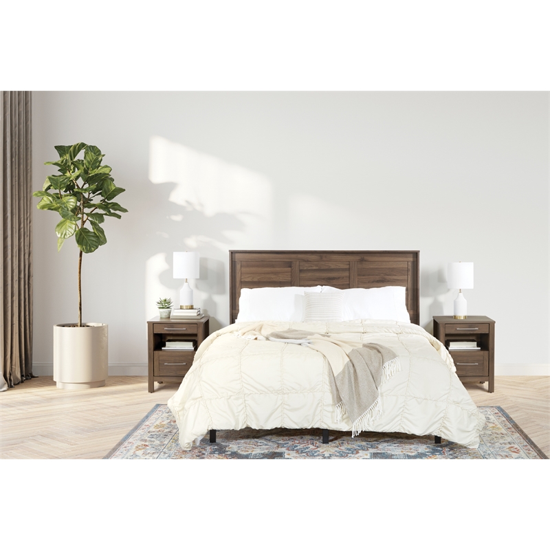 Stonebrook Queen/Full 3 Piece Bedroom Set in Wood Classic Walnut Finish