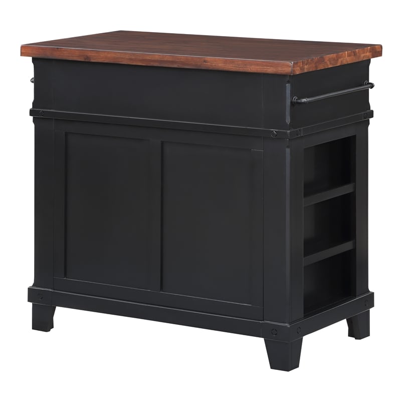 Madison Kitchen Island in Black Finish Engineered Wood