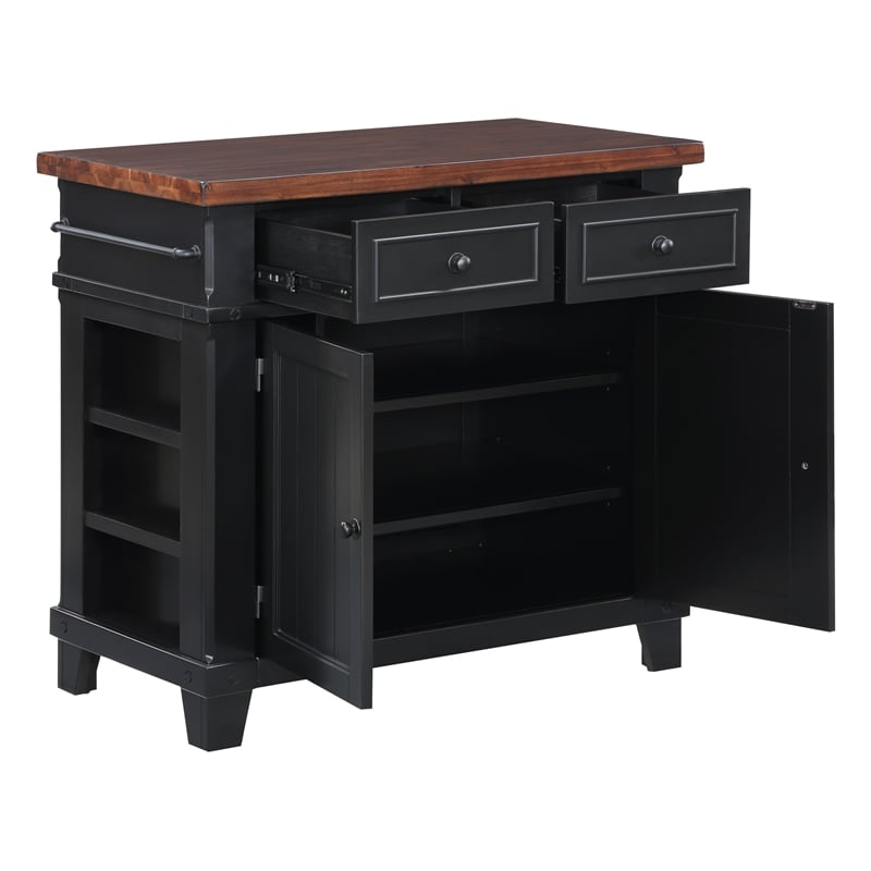 Madison Kitchen Island in Black Finish Engineered Wood