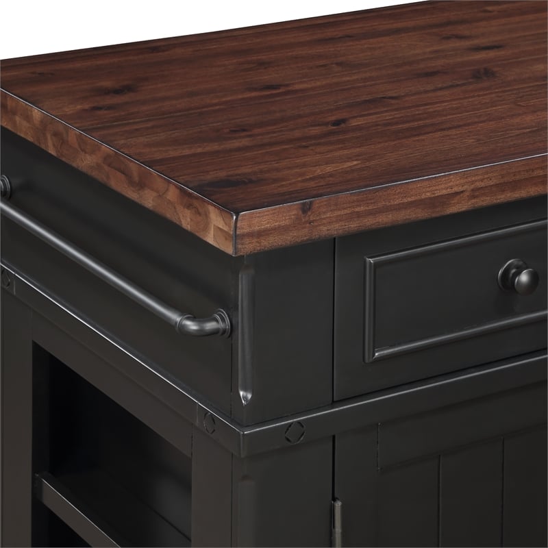 Madison Kitchen Island in Black Finish Engineered Wood