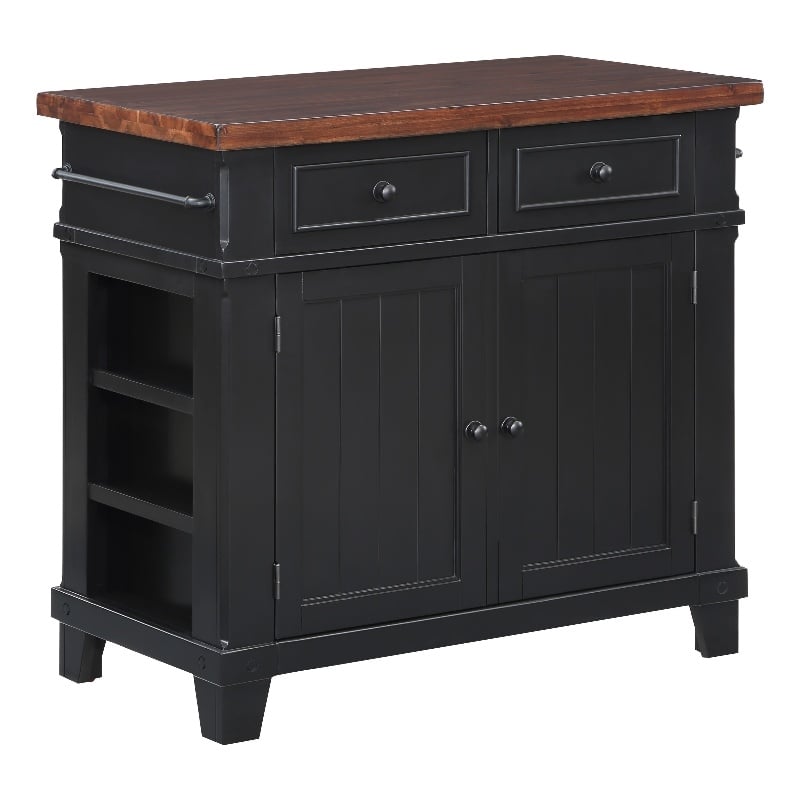 Madison Kitchen Island in Black Finish Engineered Wood