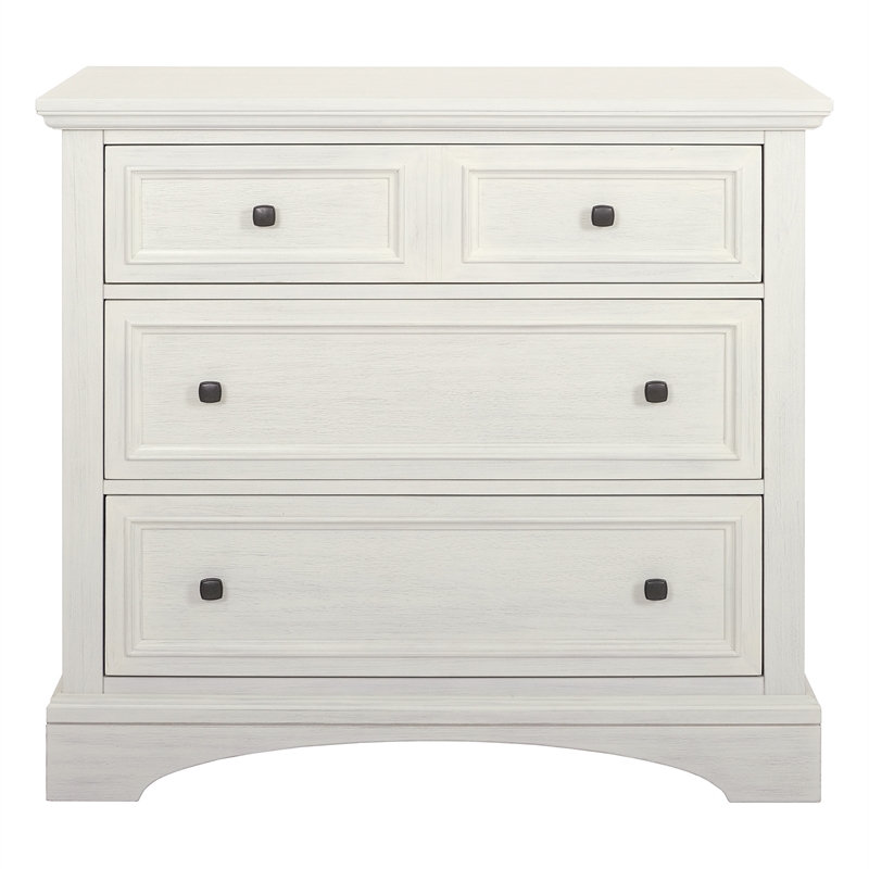 Farmhouse Basics 3 Drawer Chest in Rustic White Engineered Wood