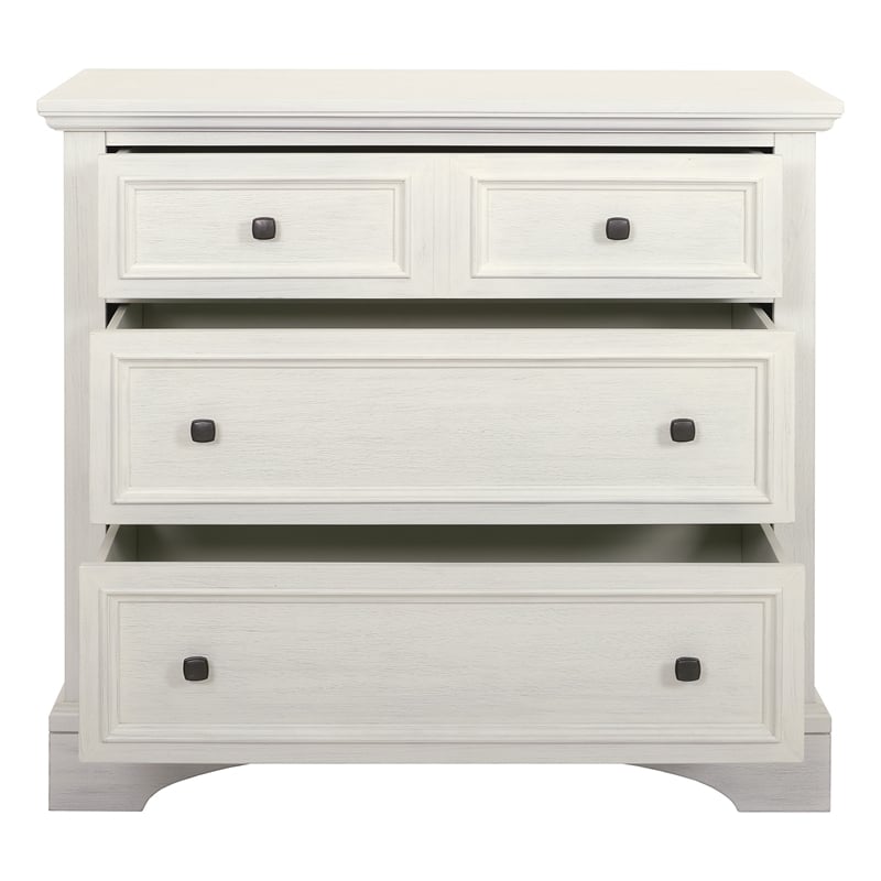 Farmhouse Basics 3 Drawer Chest in Rustic White Engineered Wood