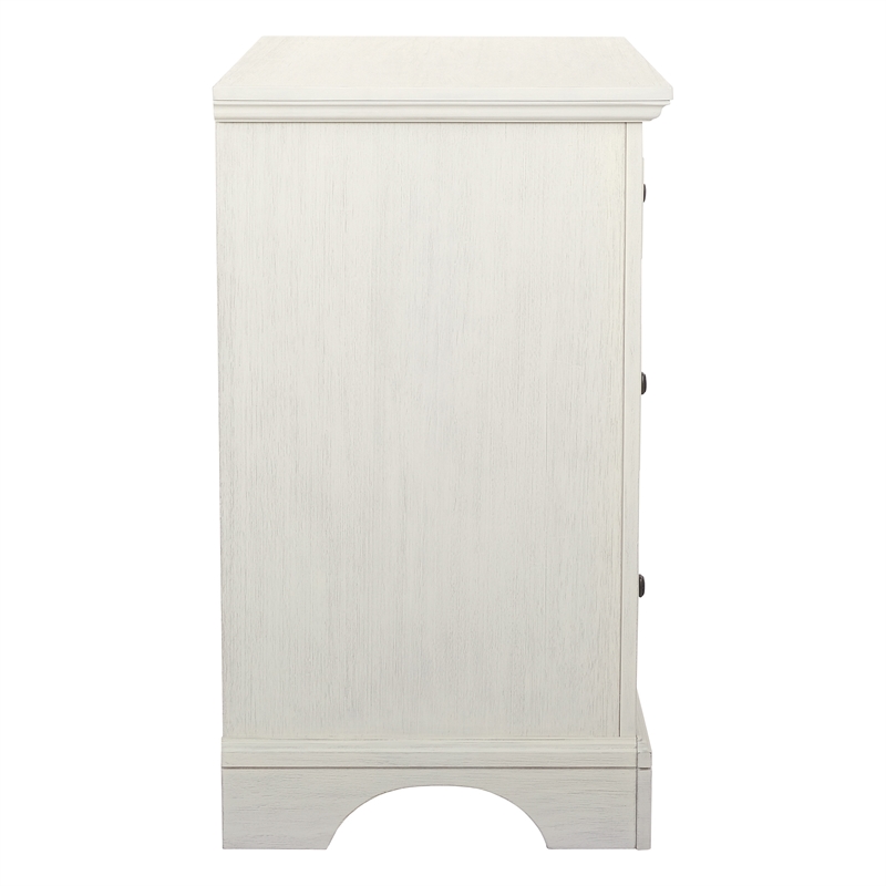 Farmhouse Basics 3 Drawer Chest in Rustic White Engineered Wood