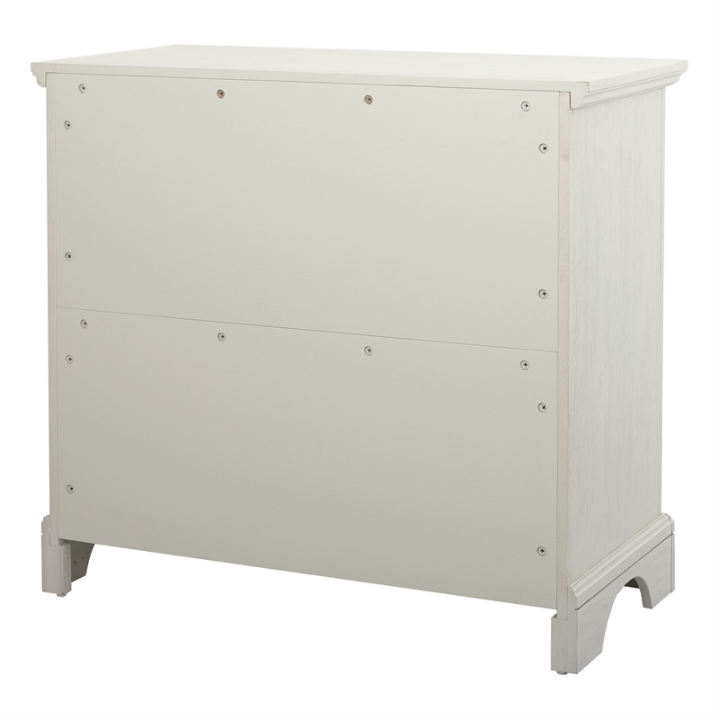 Farmhouse Basics 3 Drawer Chest in Rustic White Engineered Wood