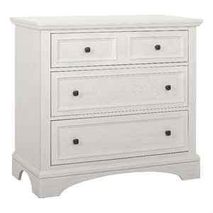 Farmhouse Basics 3 Drawer Chest in Rustic White Engineered Wood