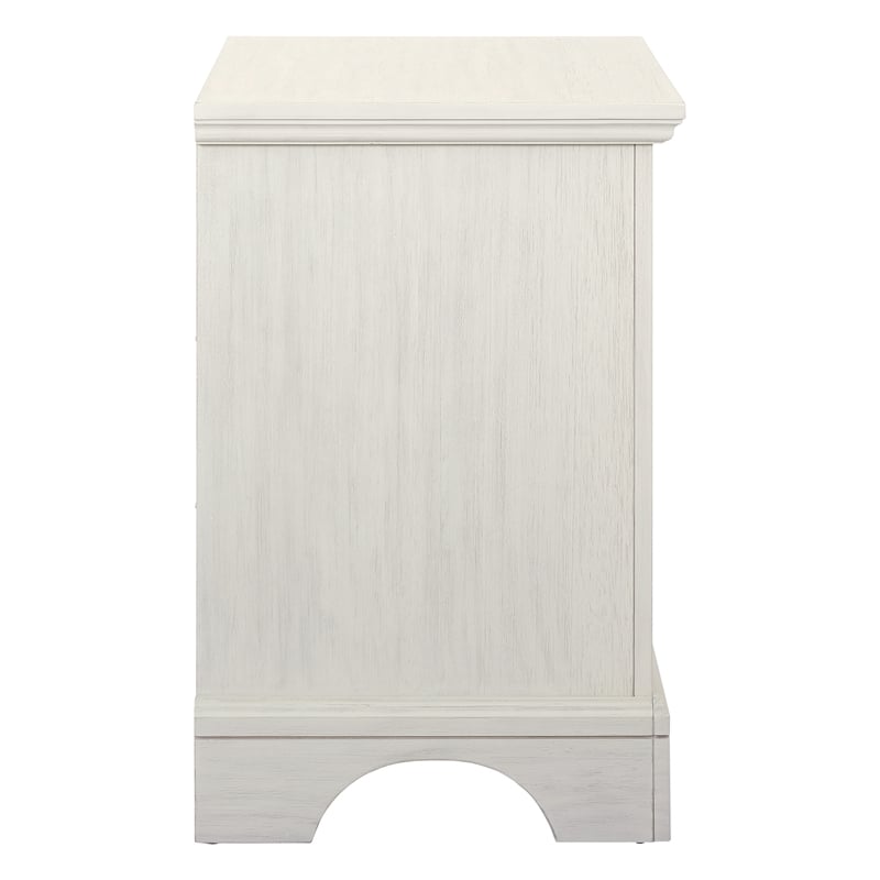 Farmhouse Basics 2 Drawer Nightstand  in Rustic White Finish Engineered Wood