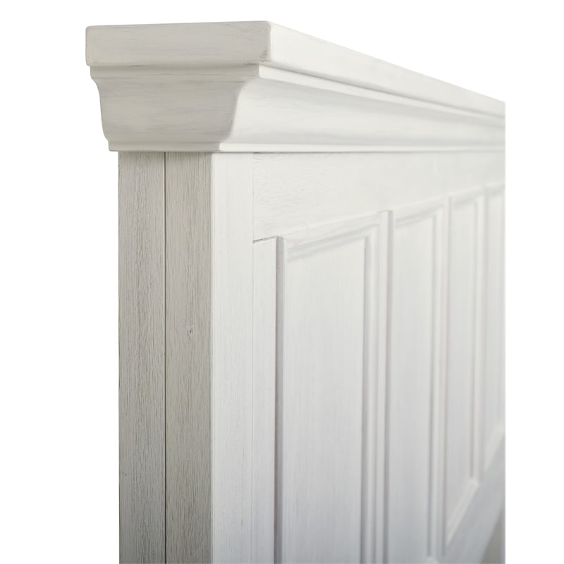 Farmhouse Basics Queen Bed Set 3/CTN in Rustic White Finish Engineered Wood