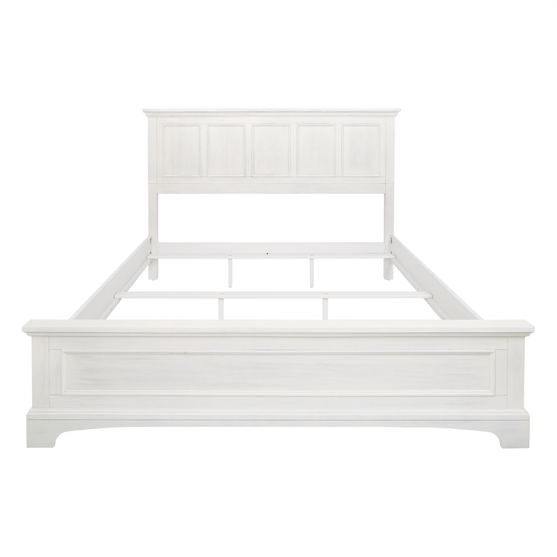 Farmhouse Basics King Bed in Rustic White Finish Engineered Wood
