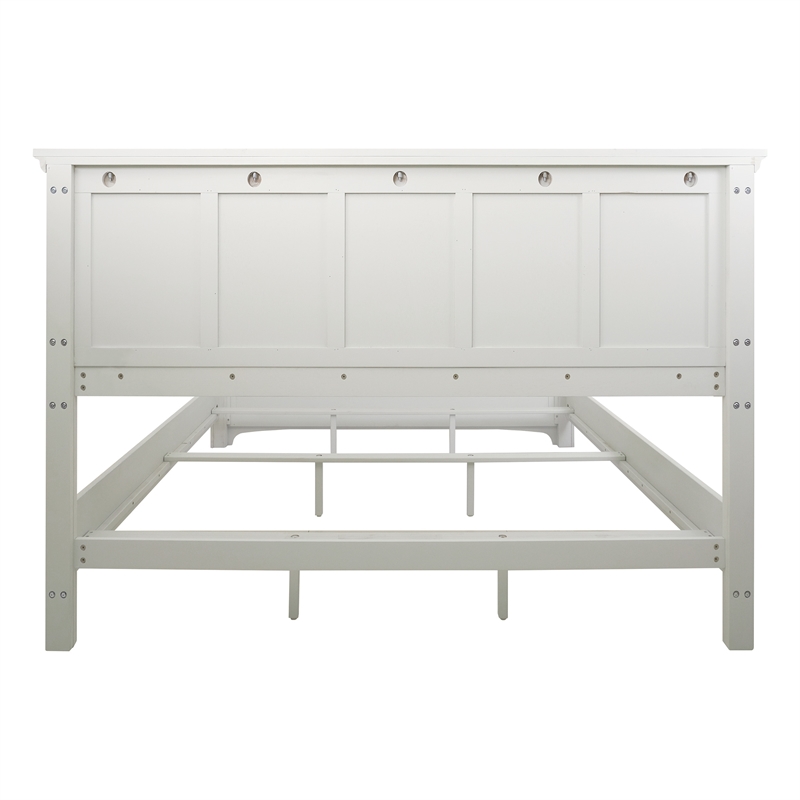 Farmhouse Basics King Bed in Rustic White Finish Engineered Wood