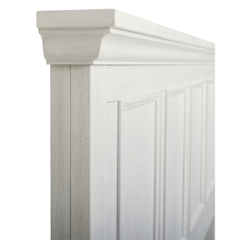 Farmhouse Basics King Bed in Rustic White Finish Engineered Wood