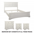 Farmhouse Basics Bed Queen 4pc. Bedroom Set in Rustic White Engineered Wood